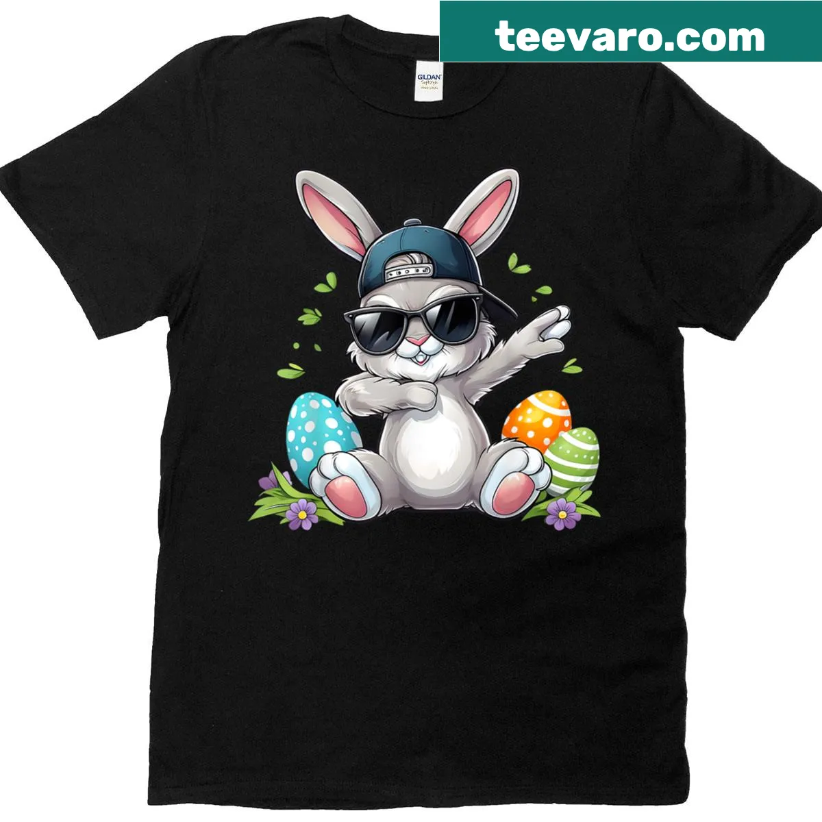 Funny Easter Bunny T-shirt designed for boys and teens celebrating Easter — on a men's t-shirt