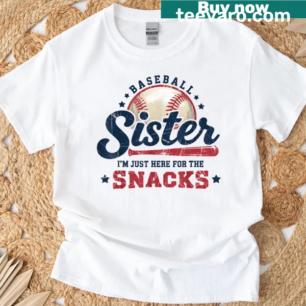 Funny game day t-shirt with the phrase I'm Just Here For The Snack