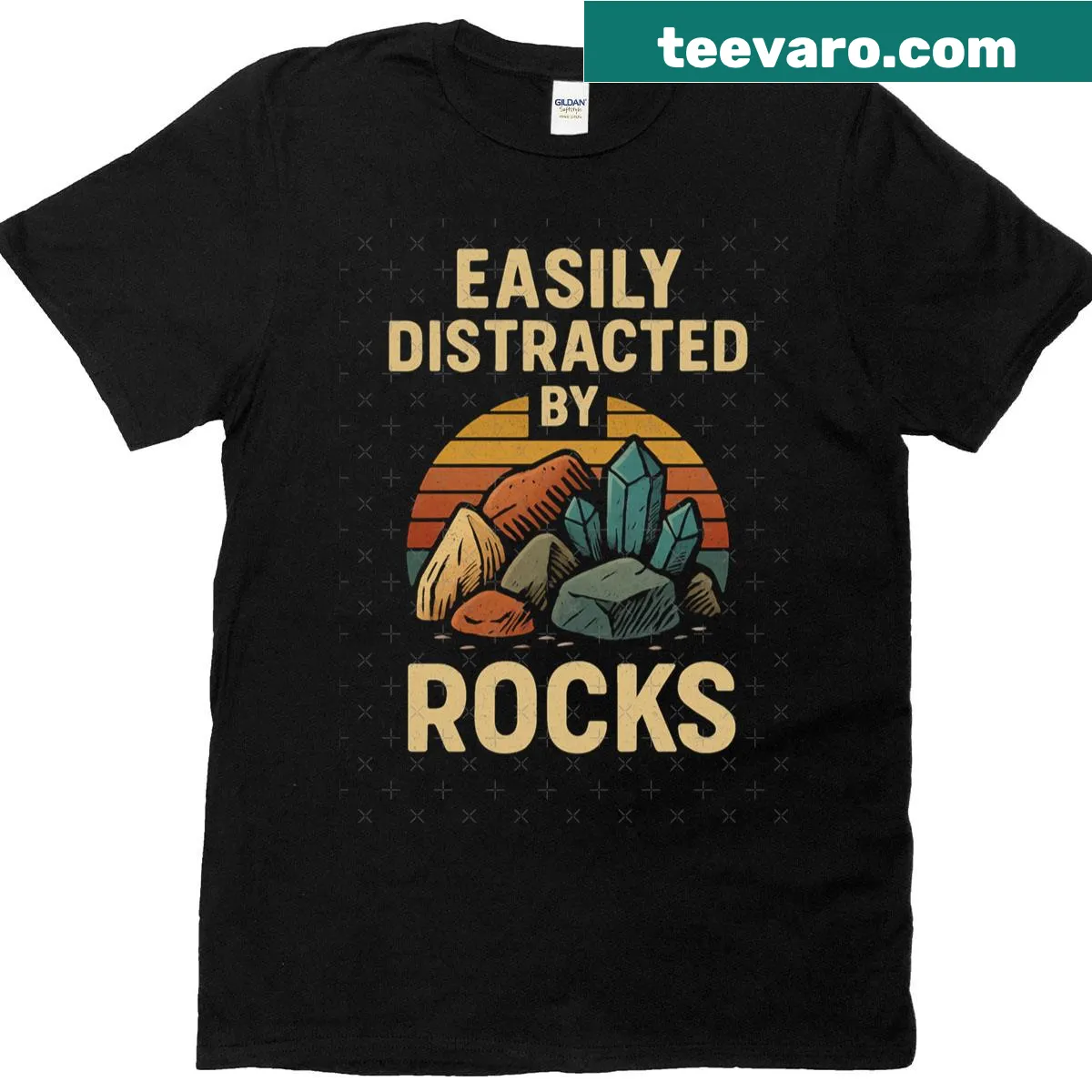 Humorous geology-themed T-shirt with text about rocks — on a men's t-shirt