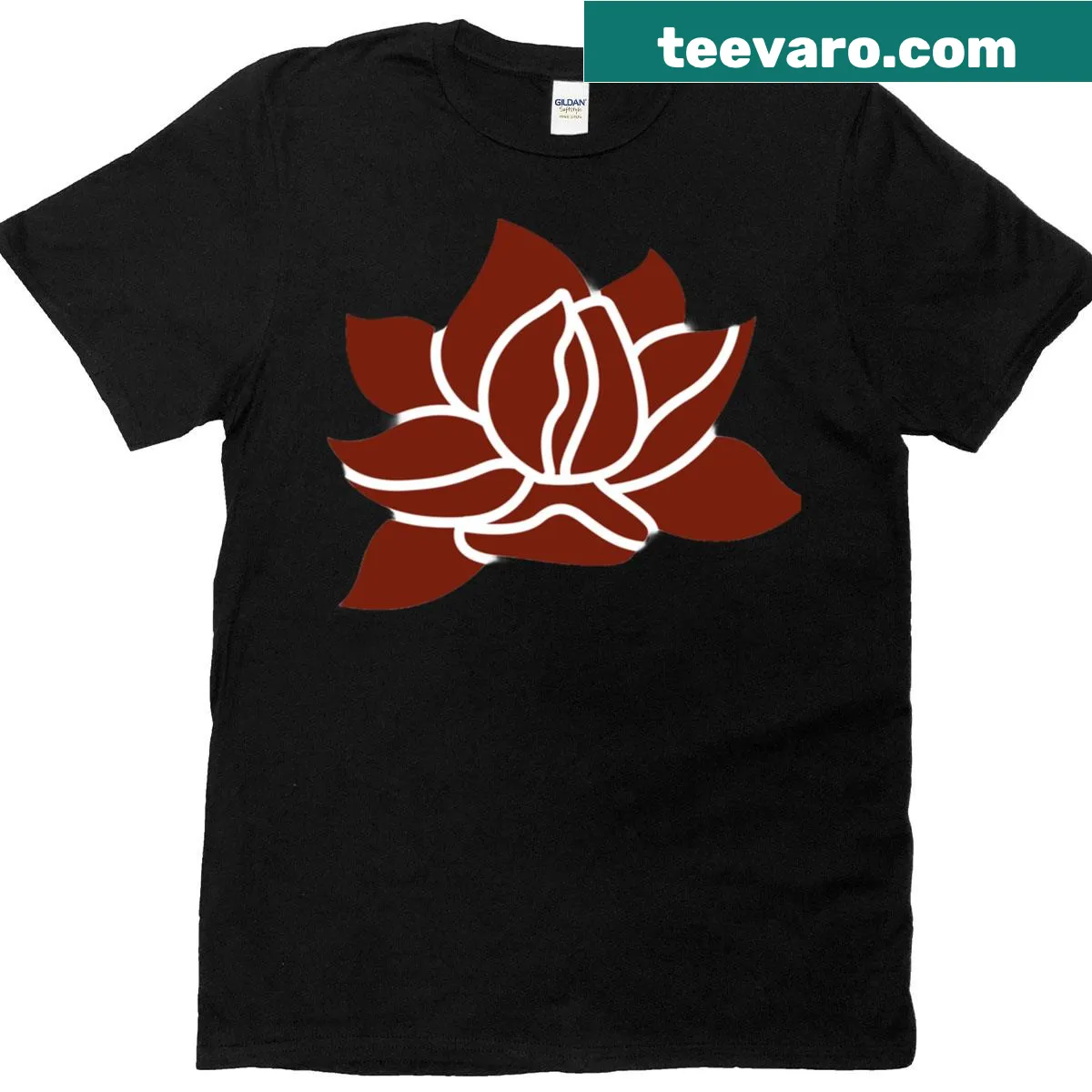 Illustrated oversized tee featuring a graceful lotus flower, serene design. — on a men's t-shirt