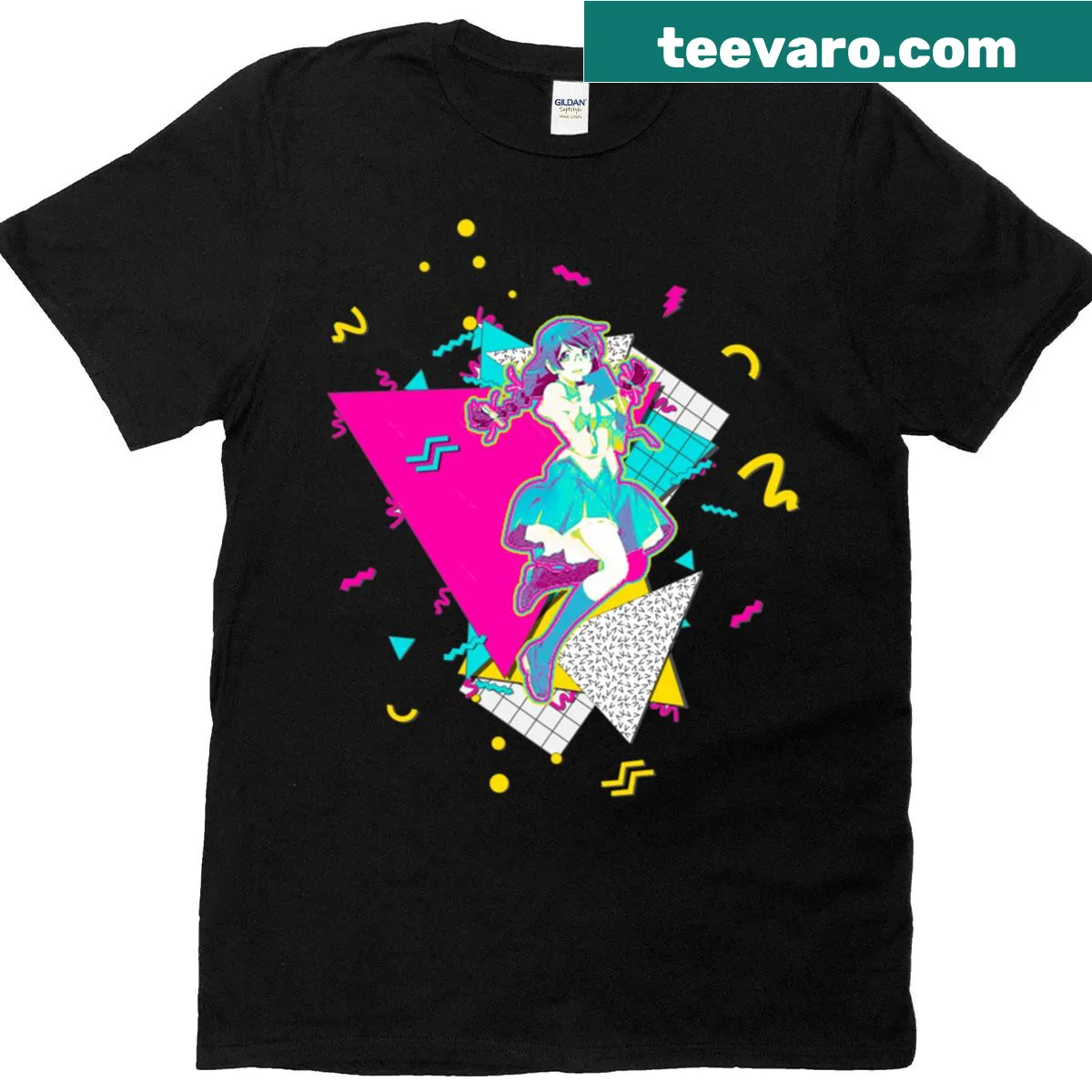90s inspired Hanekawa Monogatari T-shirt with vintage elements — on a men's t-shirt