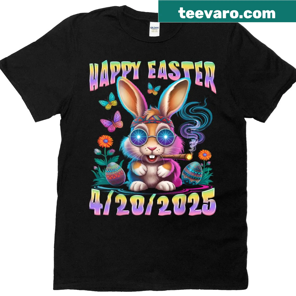 Funny Easter Bunny T-shirt for women with playful design — on a men's t-shirt