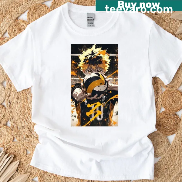 Long T-shirt featuring Hinata with a focus on sports
