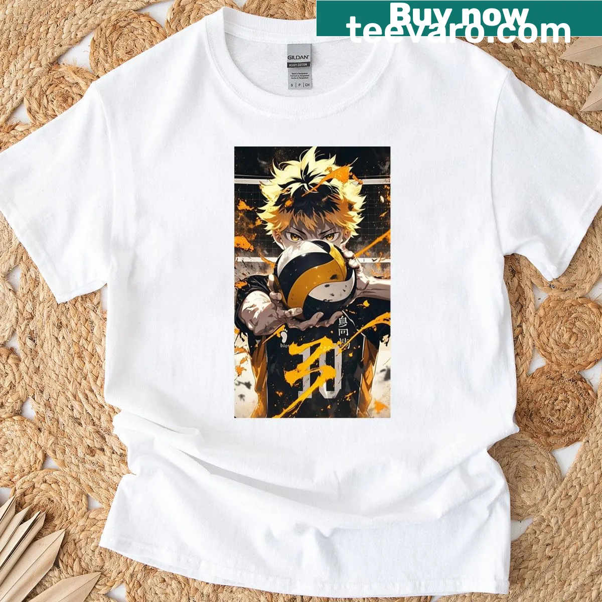 Long T-shirt featuring Hinata with a focus on sports — on a men's t-shirt