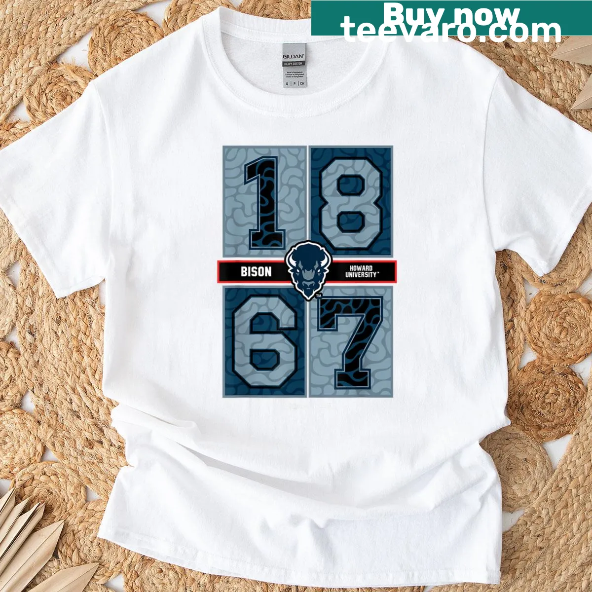 Howard University Bison logo T-shirt — on a men's t-shirt