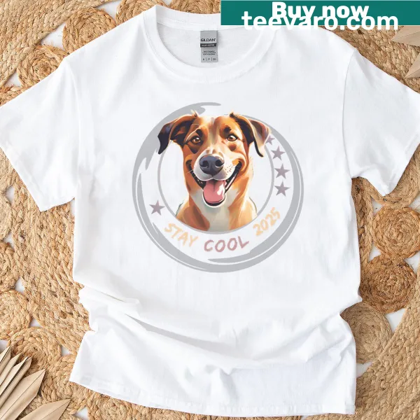 Funny dog illustration for New Year 2025 t-shirt featuring a Beagle