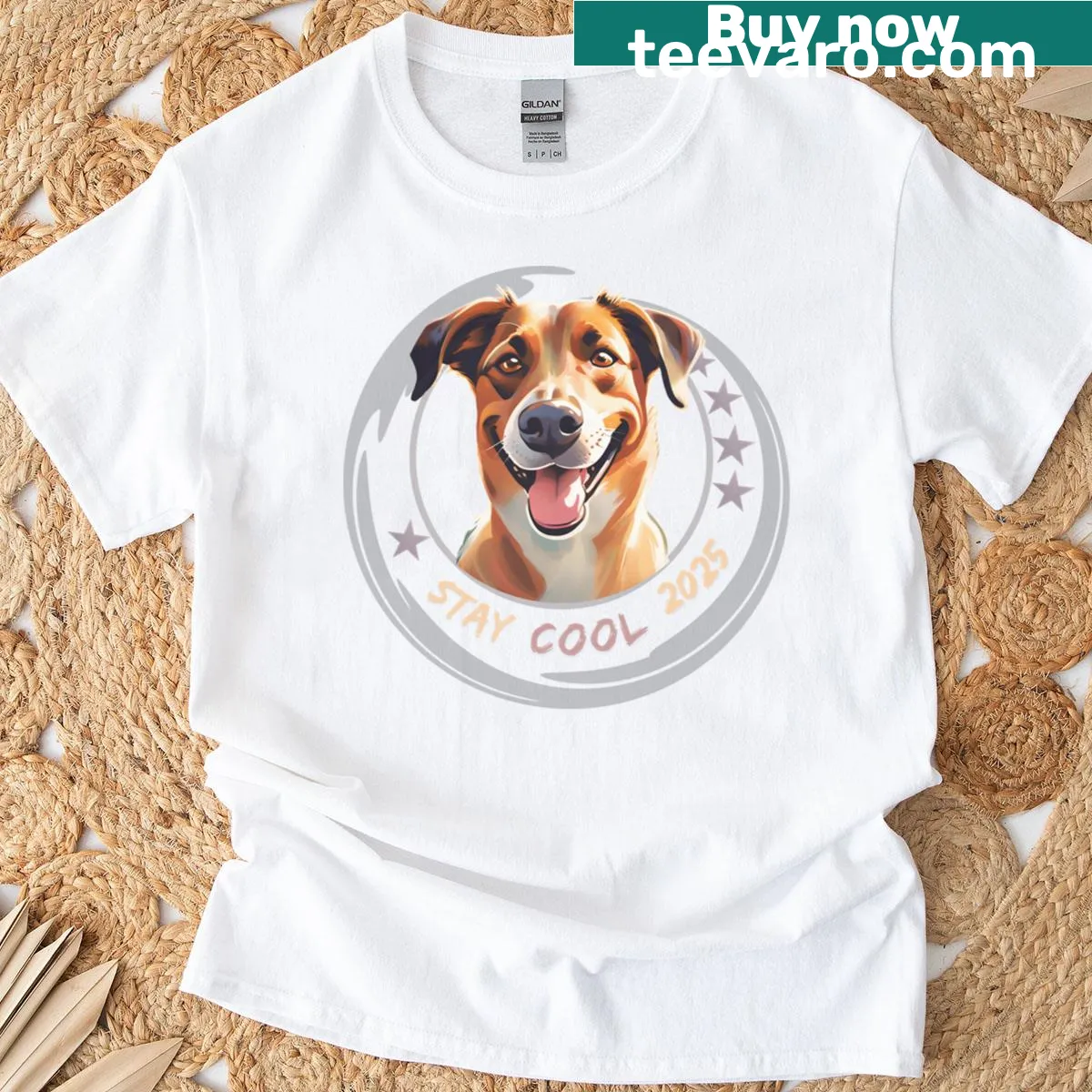 Funny dog illustration for New Year 2025 t-shirt featuring a Beagle — on a men's t-shirt