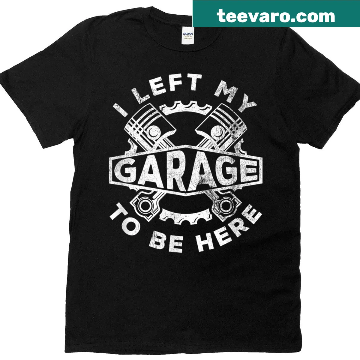 Vintage t-shirt with humorous mechanic dad saying about leaving the garage — on a men's t-shirt