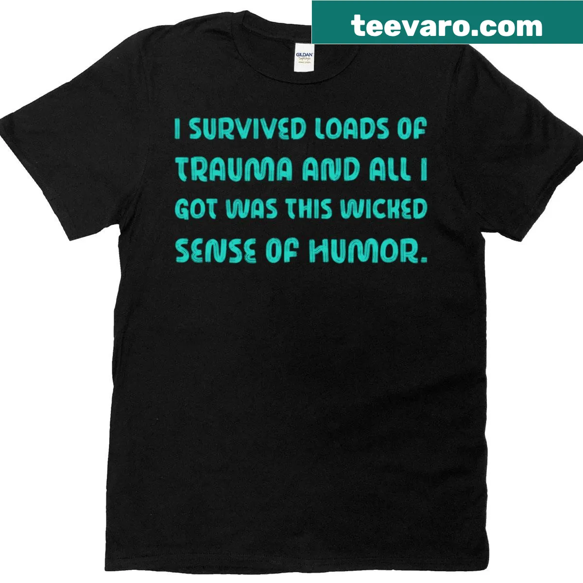 Oversized T-shirt in vintage style featuring 'I Survived' text. — on a men's t-shirt