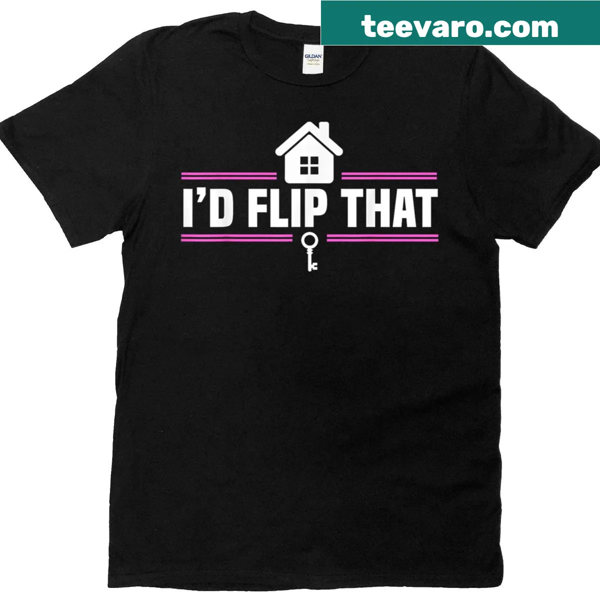 Funny Realtor t-shirt with 'I'd Flip That' text — on a men's t-shirt