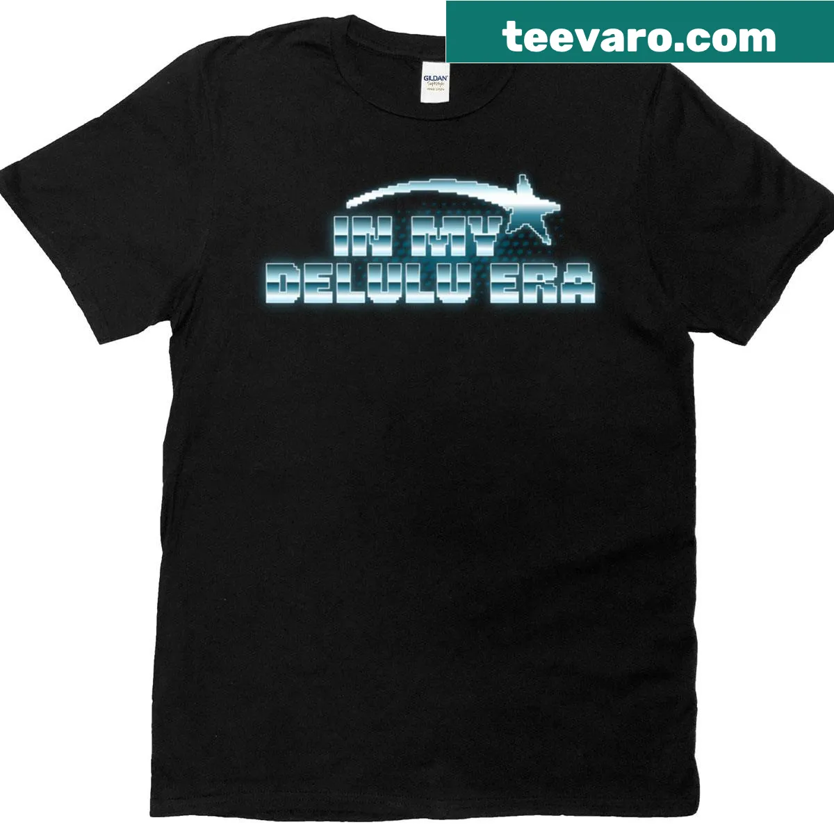 Oversized T-shirt with text 'Delulu Is The Solulu' in a fun design — on a men's t-shirt