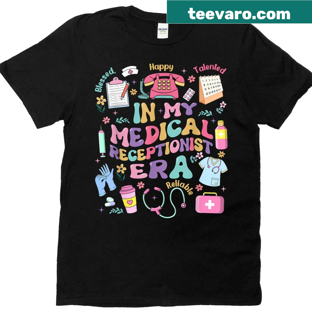 Text 'In My Medical Receptionist Era' on a T-shirt for receptionists — on a men's t-shirt