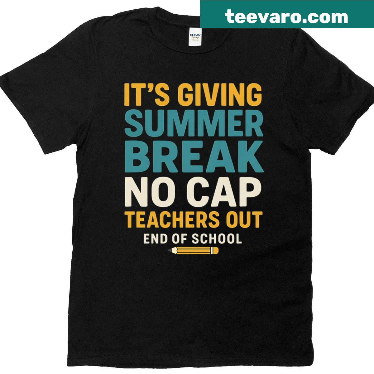 Playful T-shirt for teachers celebrating summer break with fun text. — on a men's t-shirt