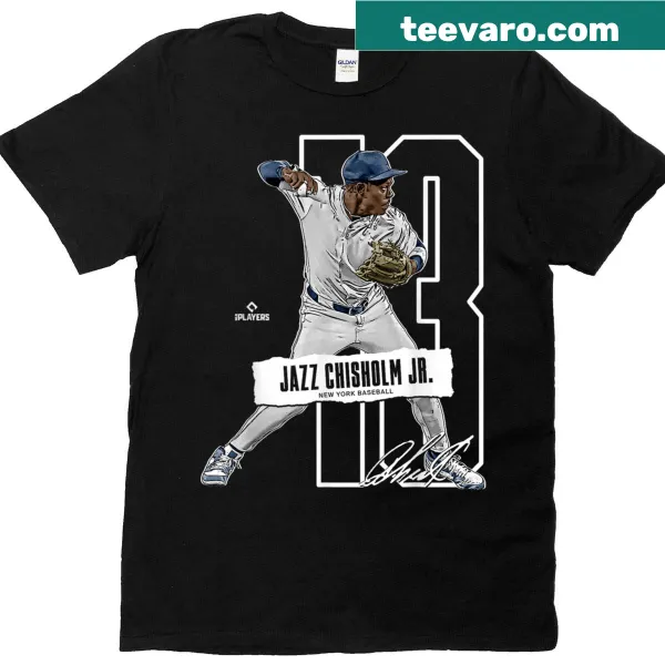 T-shirt featuring Jazz Chisholm baseball illustration