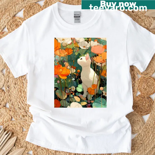 Illustrative jungle scene graphic on a T-shirt