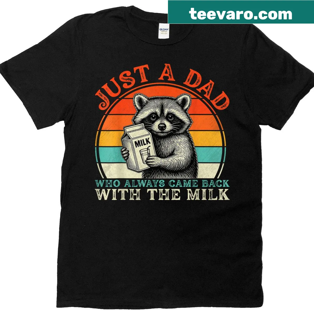 Humorous shirt for dads with the phrase 'Just A Dad Who Always Came Back With Milk' — on a men's t-shirt