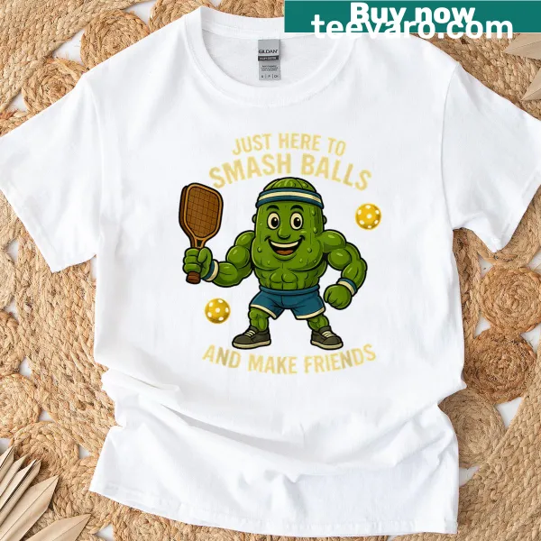 Funny pickleball T-shirt with paddles and the text about smashing balls