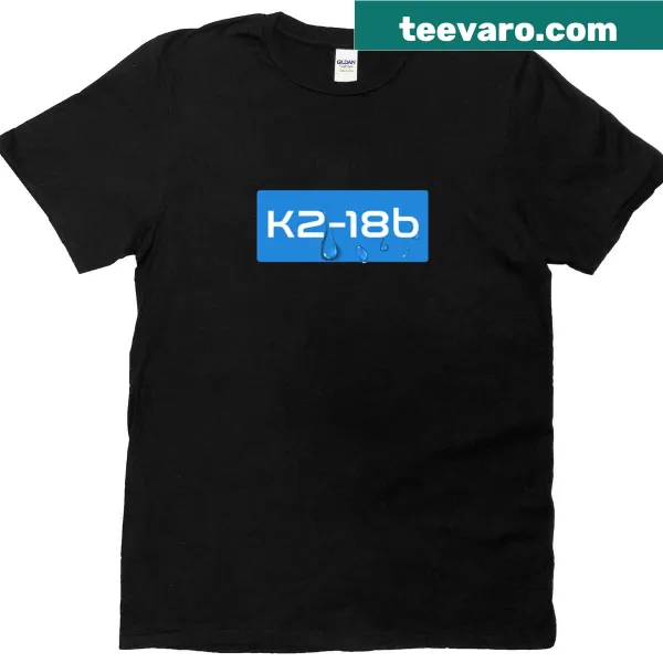 T-shirt featuring K2-18b exoplanet design in typographic style
