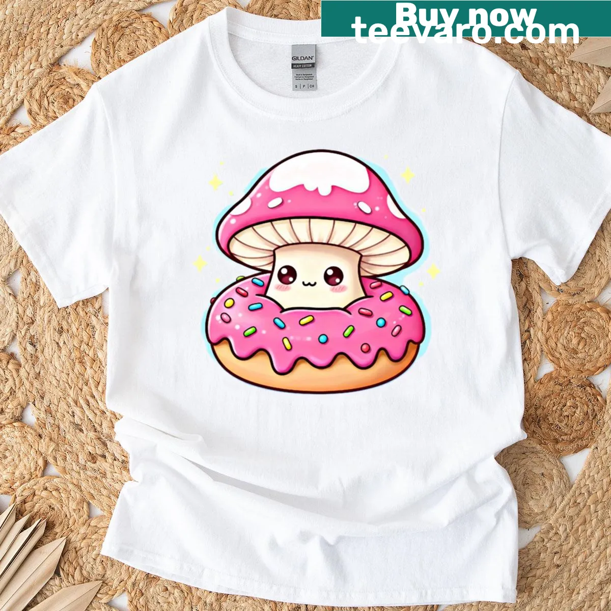 Cute cartoon donut graphic on a kids' T-shirt — on a men's t-shirt