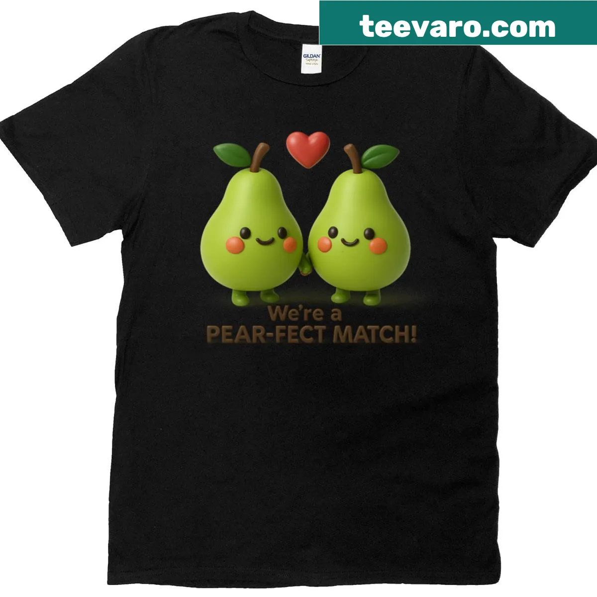 Kawaii pear couple design in 3D on an oversized t-shirt — on a men's t-shirt