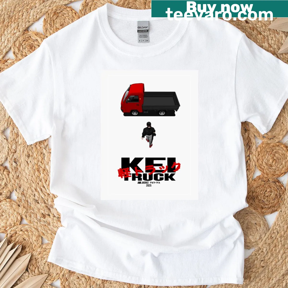 Vintage Kei truck design inspired by Akira in a retro style — on a men's t-shirt