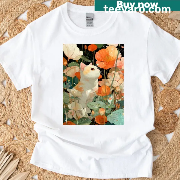 T-shirt featuring a low-angle view of blossoming flowers