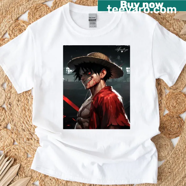 T-shirt featuring a playful graphic of Luffy from anime