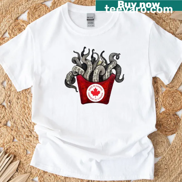 Simple text graphic shirt that reads 'Made In Canada'