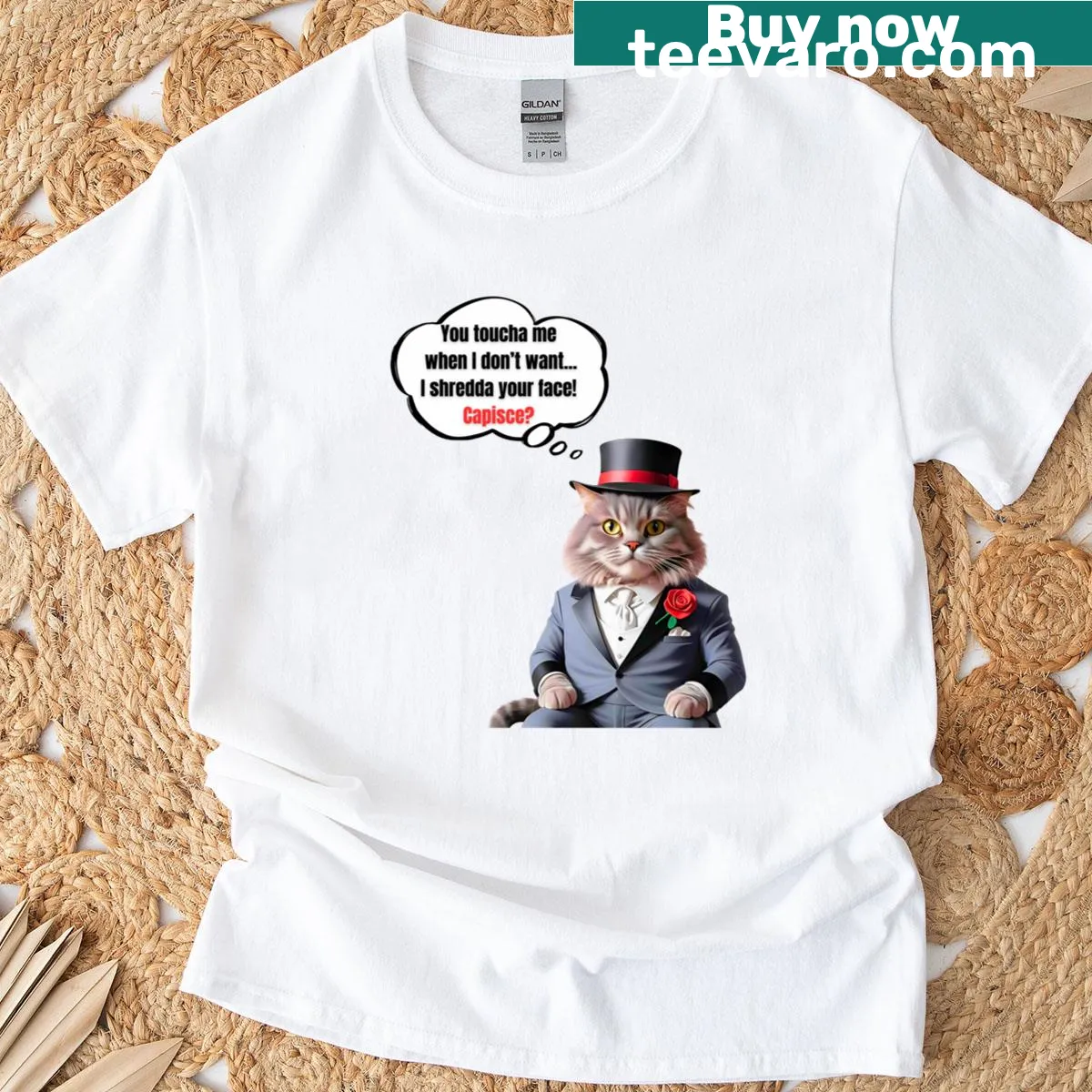 Funny cat design featuring a Domestic American Longhair and text saying 'Don't Touch Me' — on a men's t-shirt
