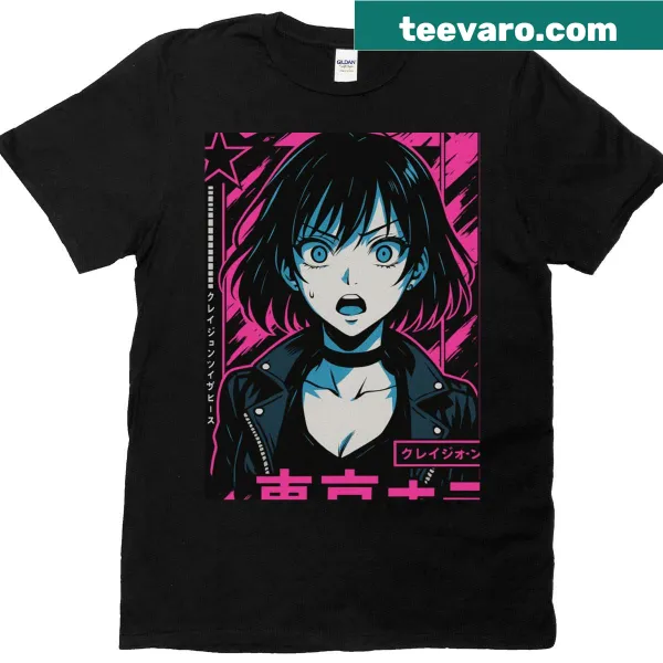 Graphic t-shirt featuring a manga girl design.