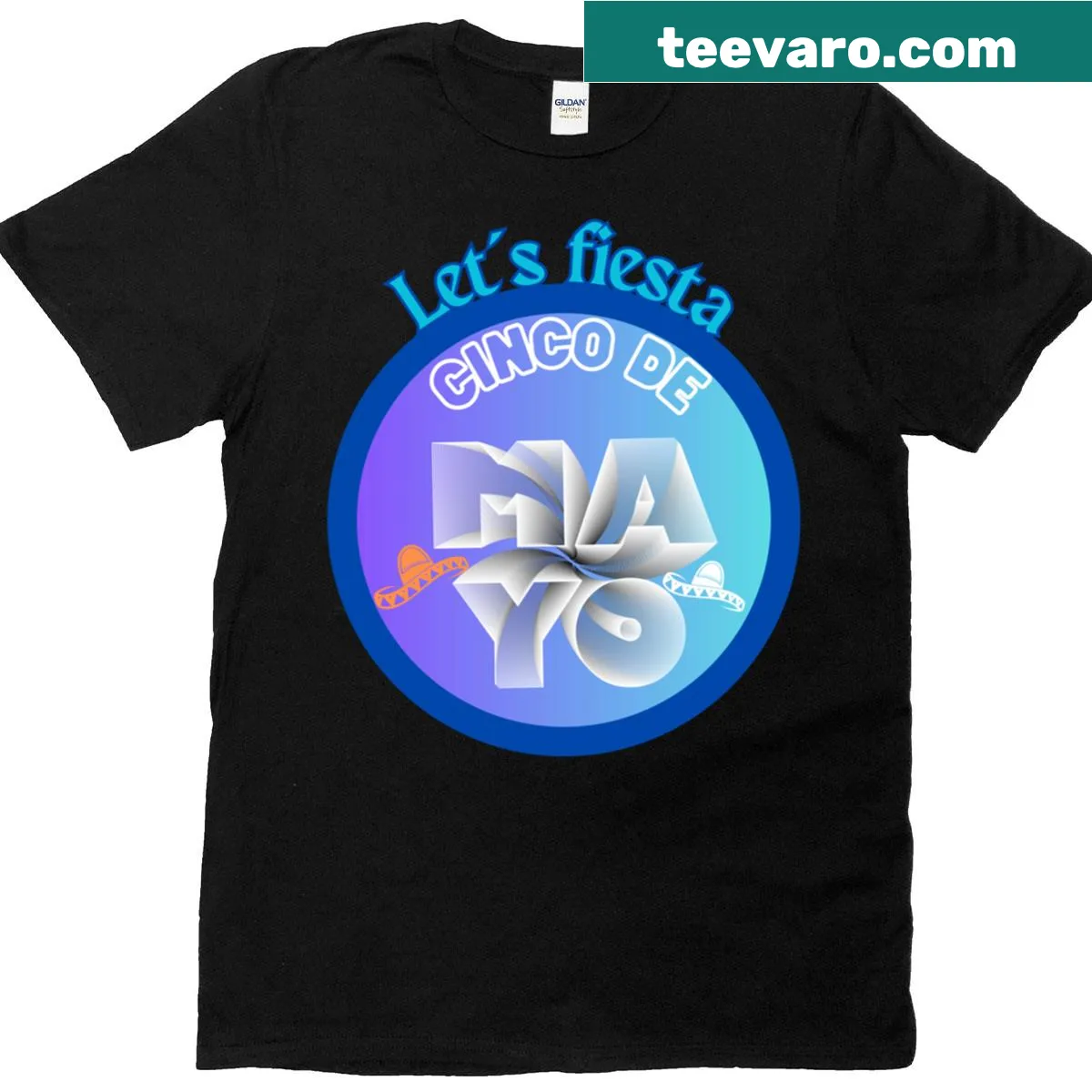 T-shirt celebrating May 5th with festive Mexican cultural designs. — on a men's t-shirt