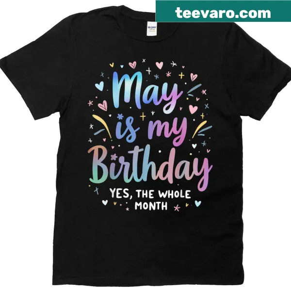 Playful typography t-shirt celebrating May birthdays