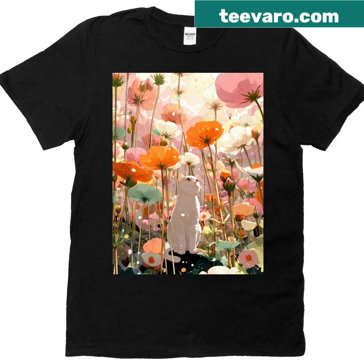Oversized t-shirt featuring a nature-inspired meadow design. — on a men's t-shirt