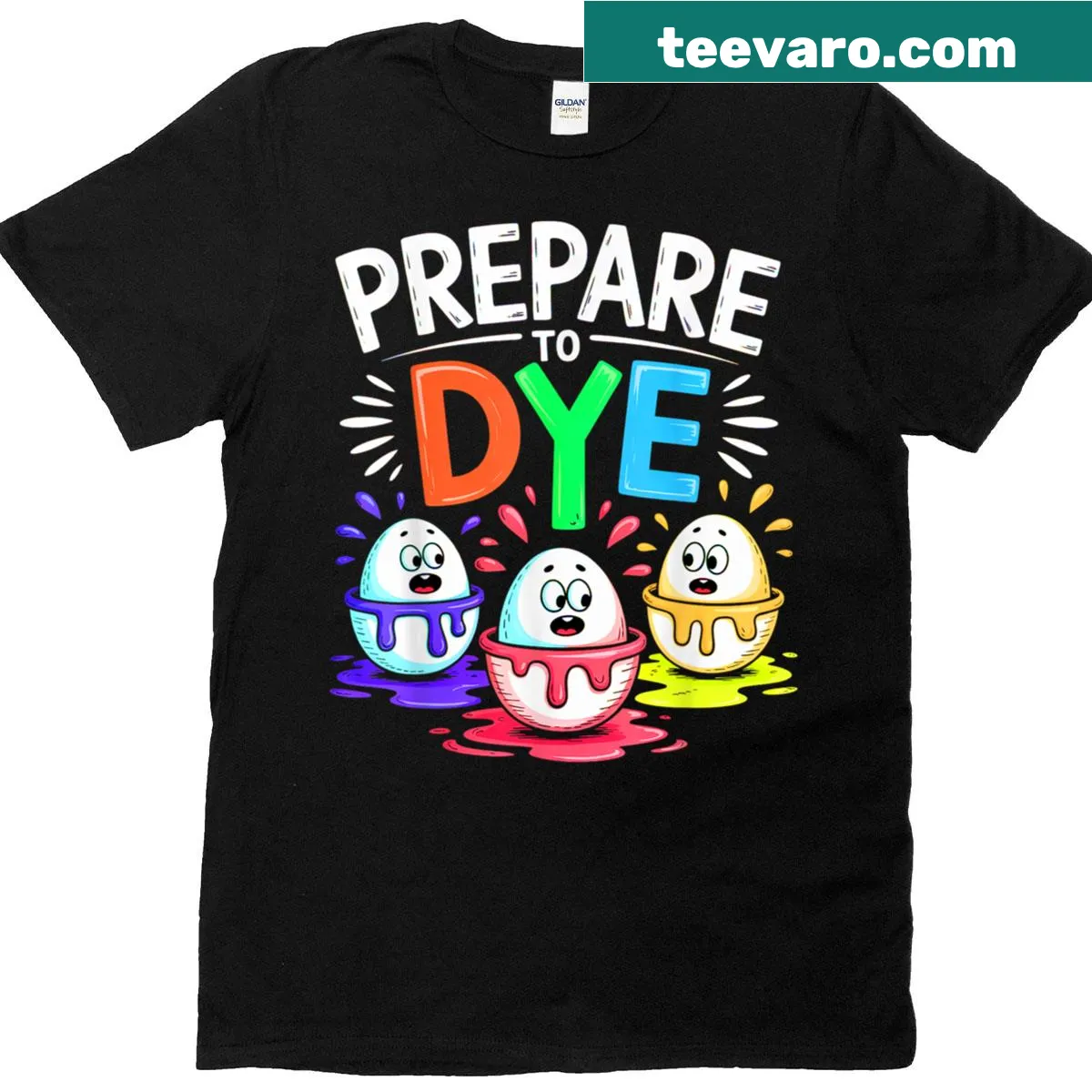 Funny Easter t-shirt with the phrase 'Prepare To Dye' — on a men's t-shirt