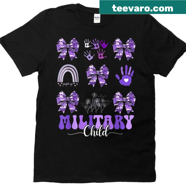 Kids T-shirt featuring a camo design and coquette bow graphic