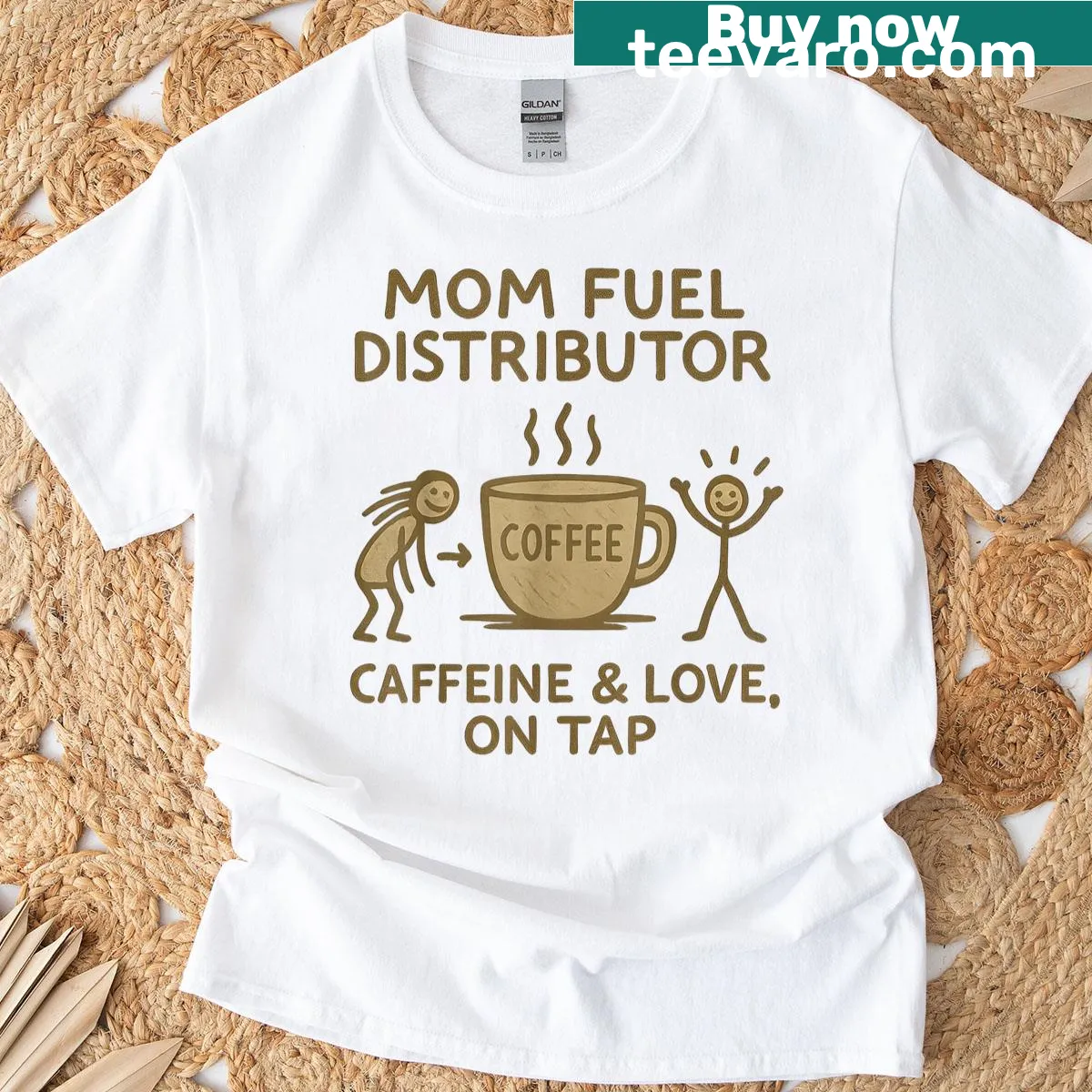 Funny coffee-themed t-shirt for moms — on a men's t-shirt
