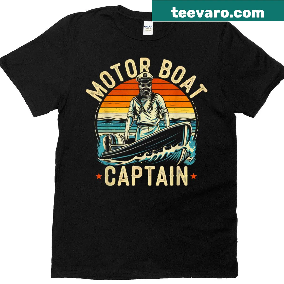 Funny T-shirt declaring motorboat captain status with humorous typography — on a men's t-shirt