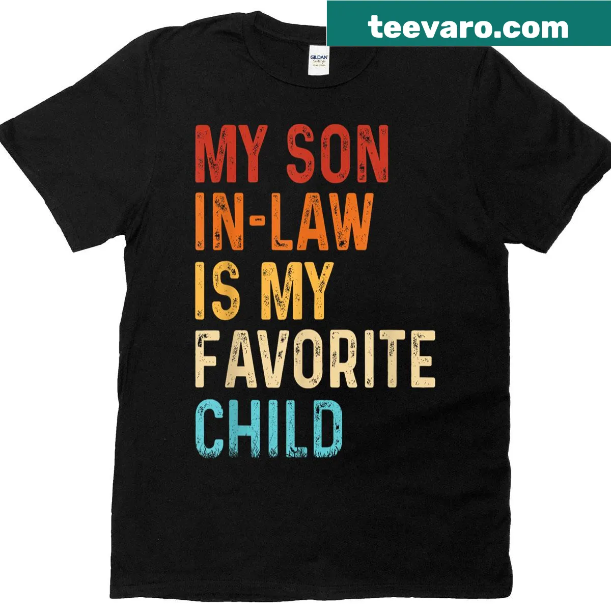 Retro t-shirt declaring son-in-law as favorite child — on a men's t-shirt