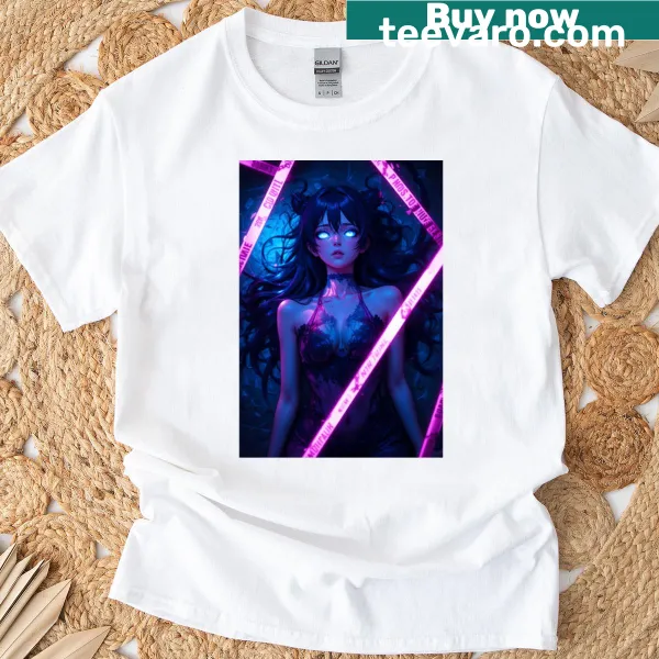 Graphic T-shirt with a neon cipher design