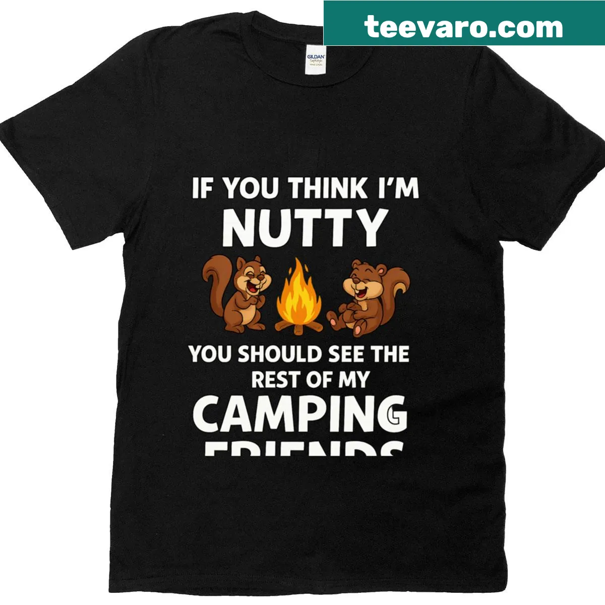 Funny squirrel campfire design t-shirt for camping lovers — on a men's t-shirt