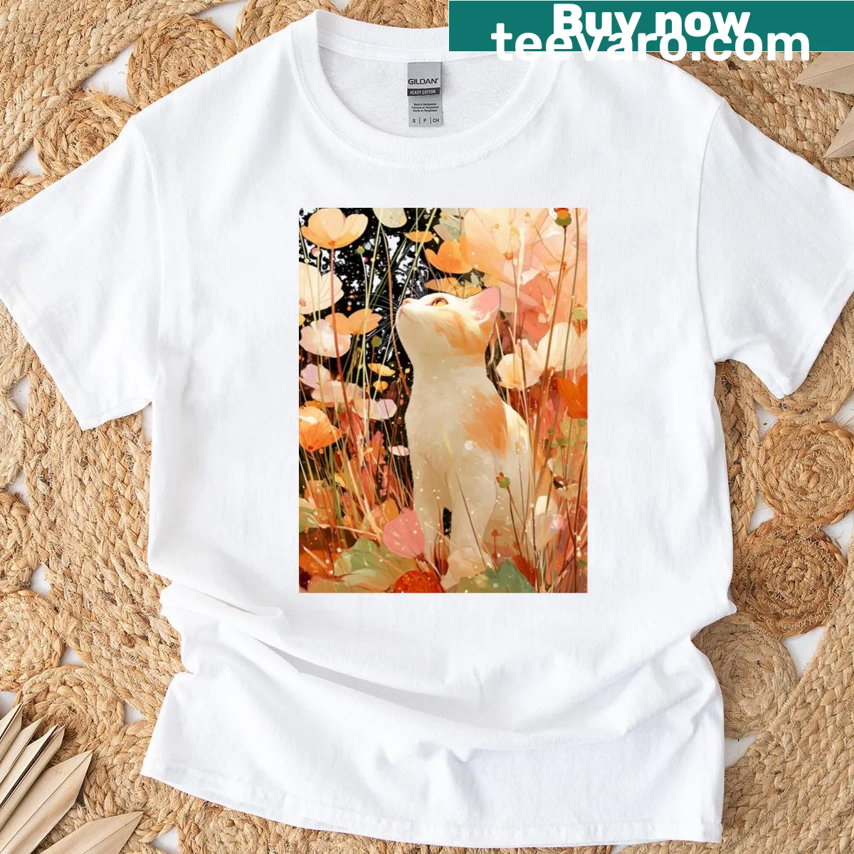 Minimalist T-shirt with an abstract oasis design — on a men's t-shirt