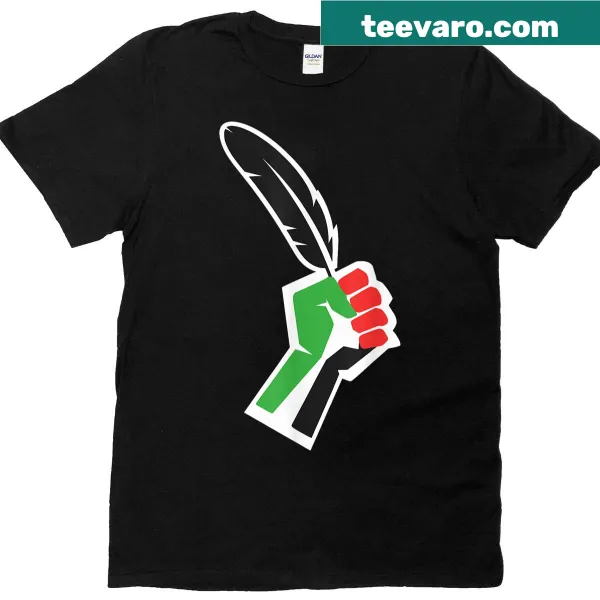 T-shirt stating: Resist With Words in support of Palestine culture