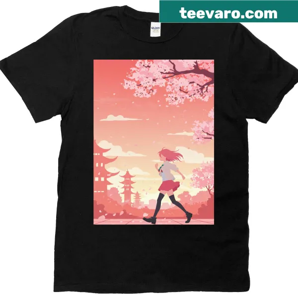 Oversized T-shirt with whimsical Japan-themed graphic