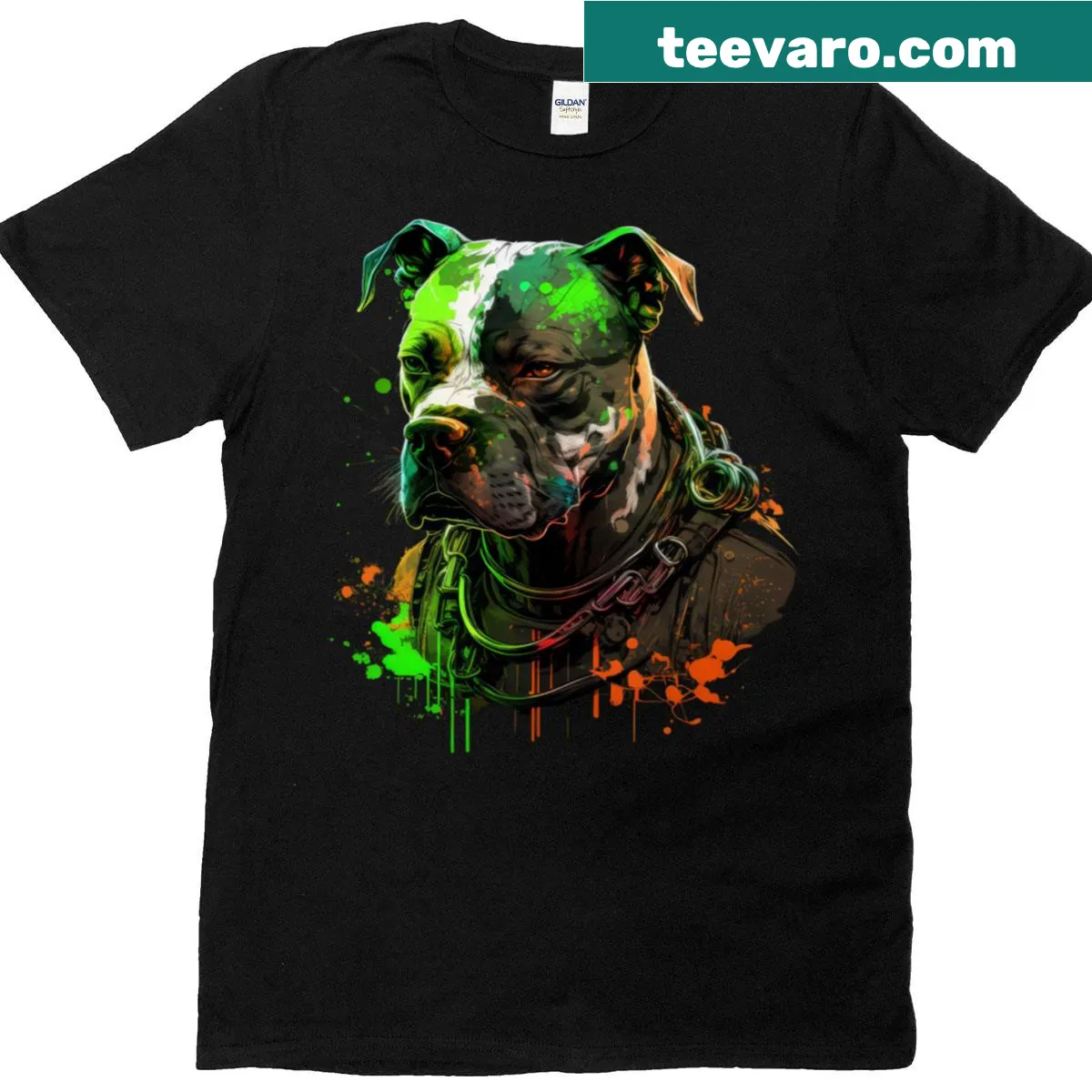 Minimalist silhouette design of a pitbull on oversized T-shirt — on a men's t-shirt