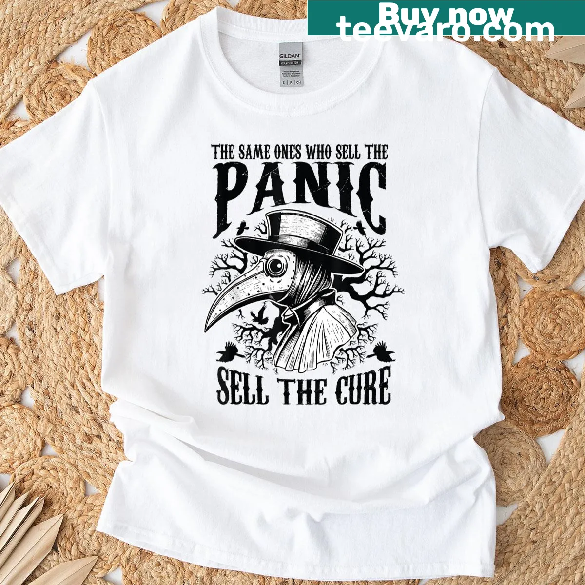 Plague Doctor graphic design on t-shirt — on a men's t-shirt