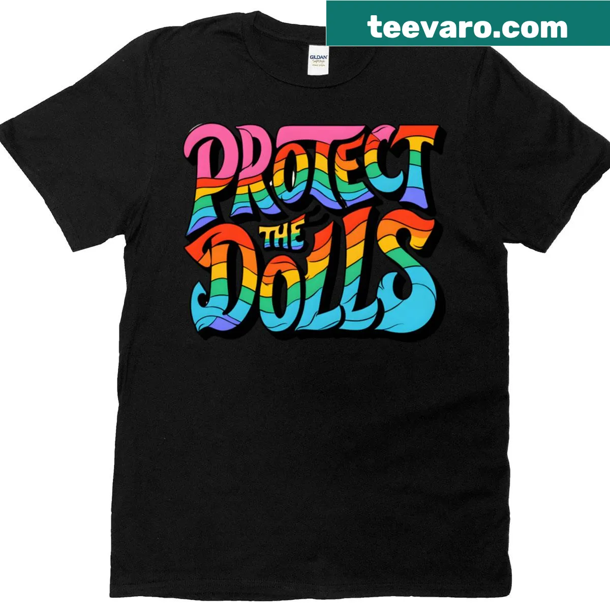 Oversized t-shirt with the phrase 'Protect The Dolls' in retro style — on a men's t-shirt