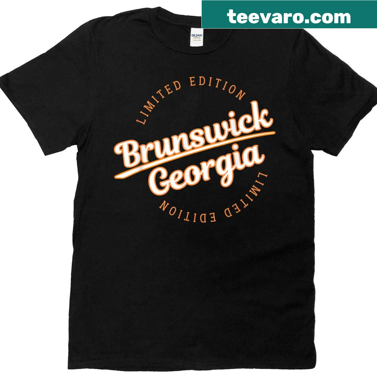 Retro athletic T-shirt featuring Brunswick, GA design. — on a men's t-shirt