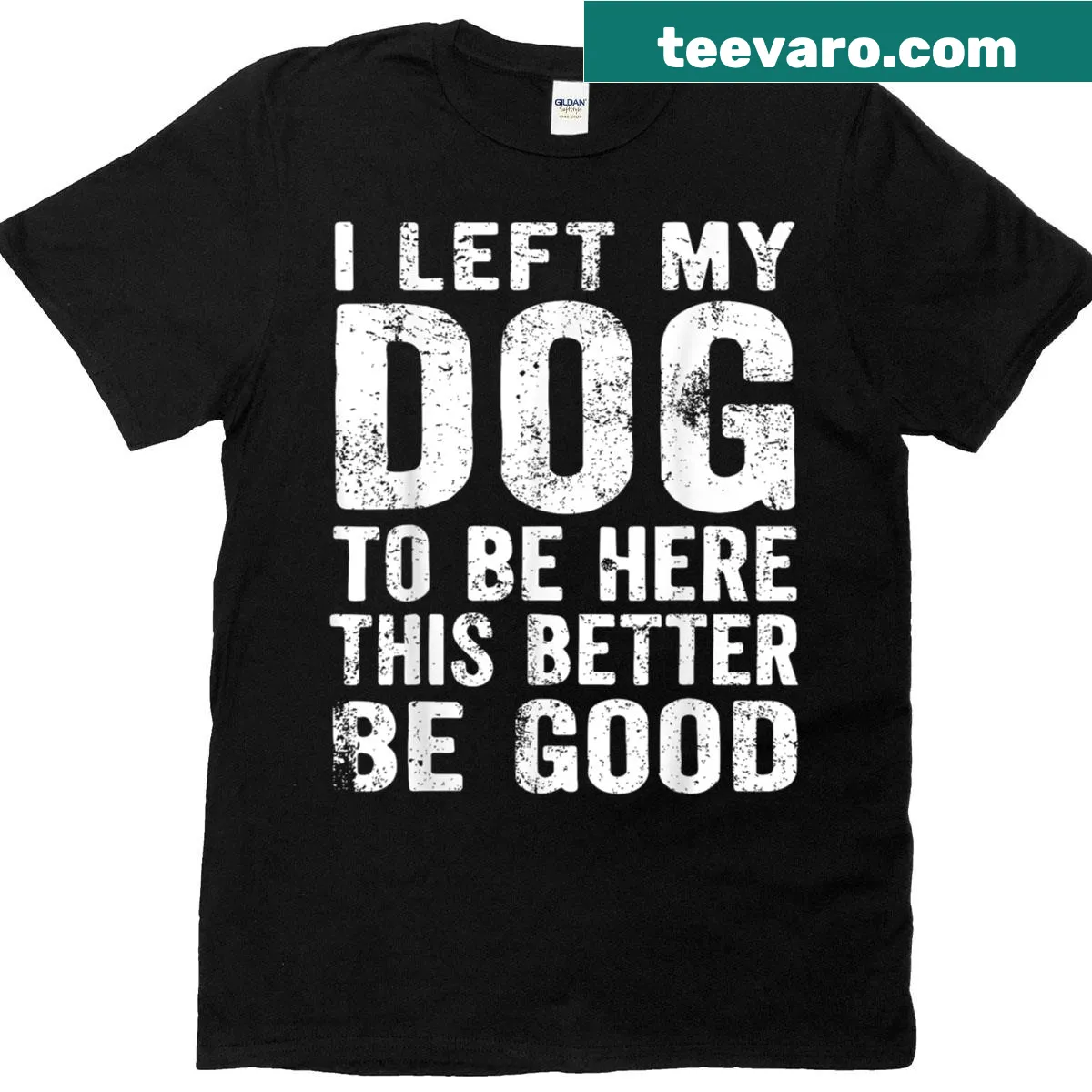 Vintage distressed funny T-shirt about leaving a dog behind — on a men's t-shirt