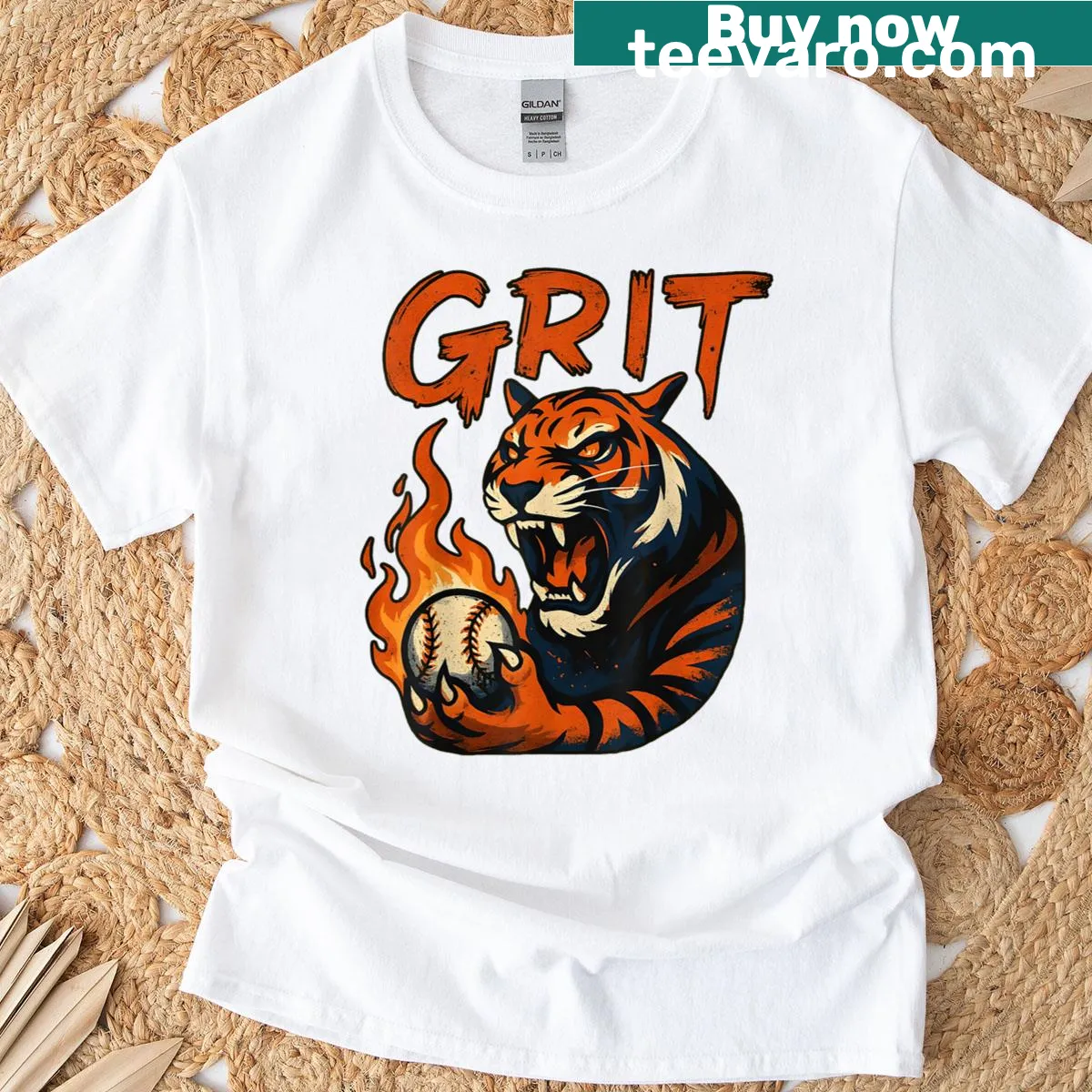 Retro graphic t-shirt featuring customizable last name and tiger design — on a men's t-shirt