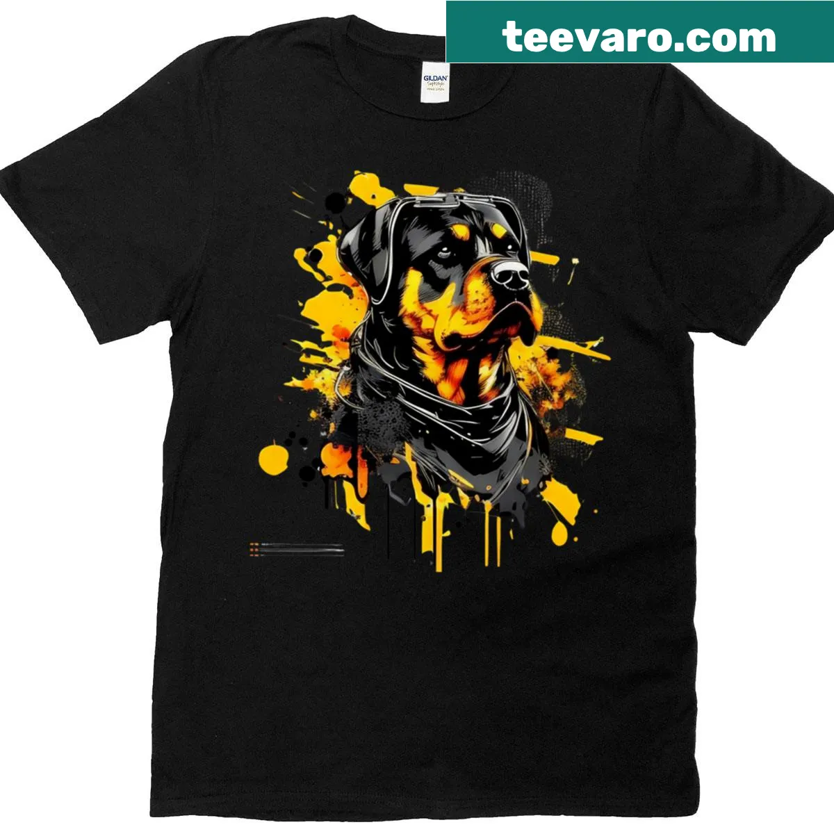 Illustration of a Rottweiler on a casual T-shirt for dog lovers — on a men's t-shirt